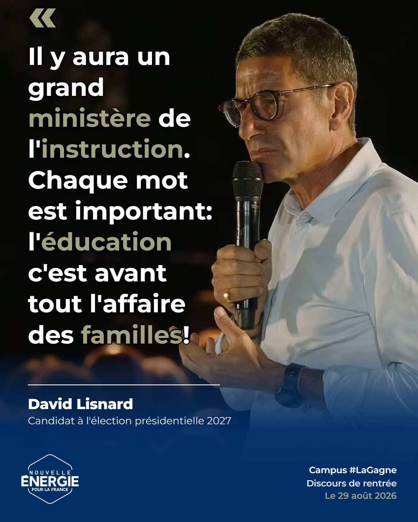 Affiche : Il y aura un grand ministère de l'instruction. Chaque mot est important : l'é...